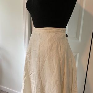 White Linen Midi-Skirt